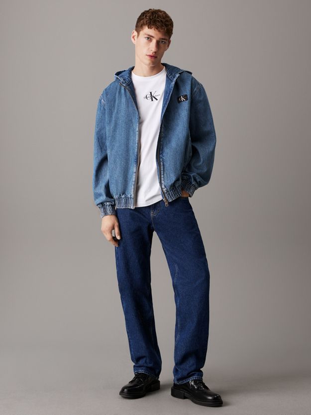 Hooded Denim Zip Up Jacket