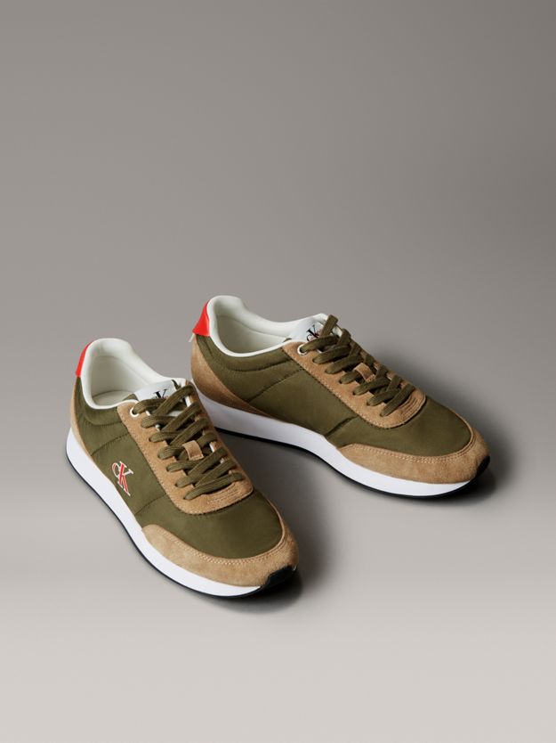 Suede Mix Signature Logo Runner Trainers