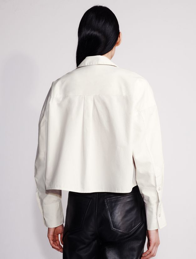 Poplin Woven Cropped Button-Down Shirt