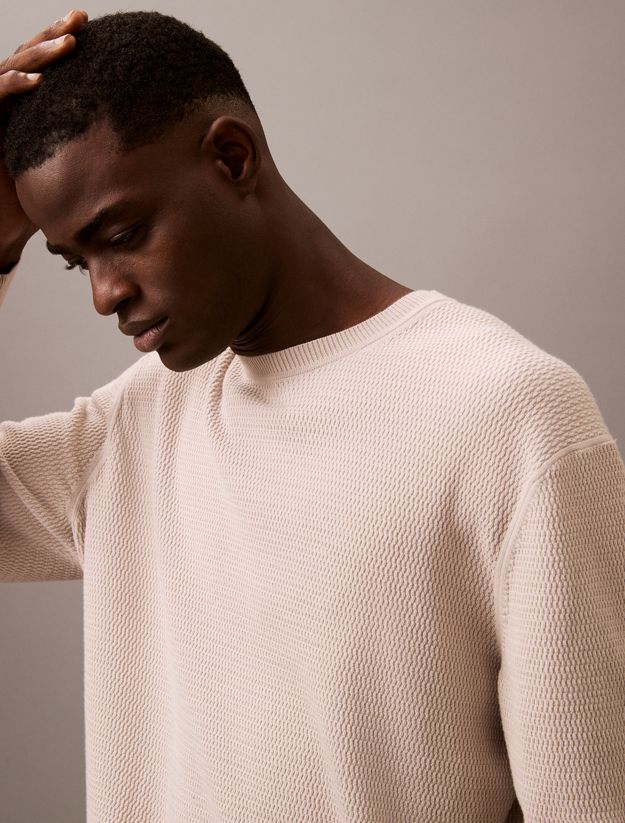 Cotton Textured Crewneck Jumper