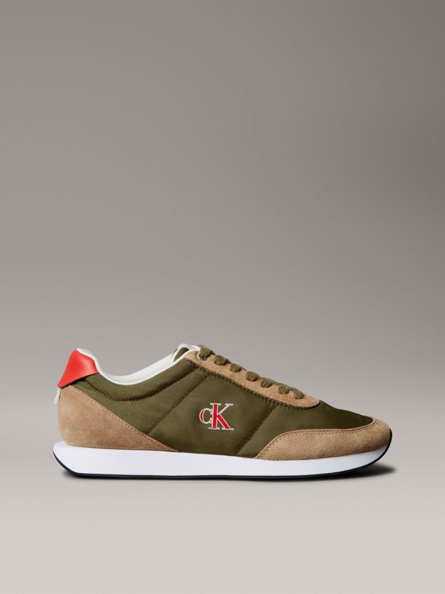 Suede Mix Signature Logo Runner Trainers