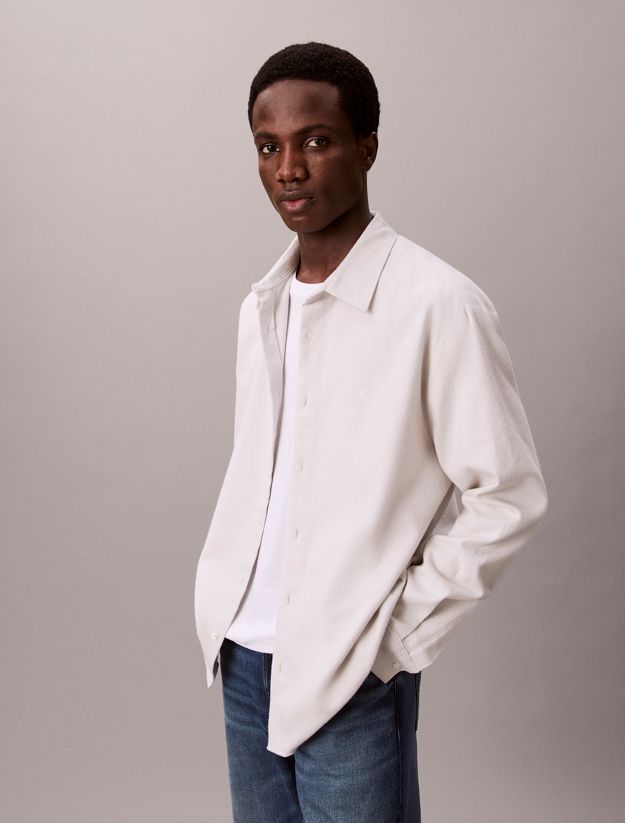 Melange Flannel Relaxed Button-Down Shirt