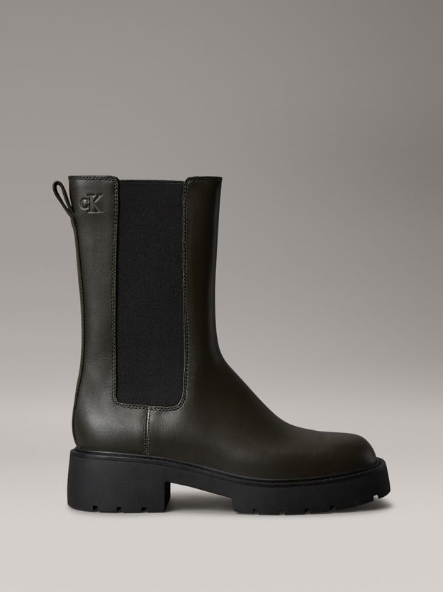 Leather Tall Chunky Chelsea Boots