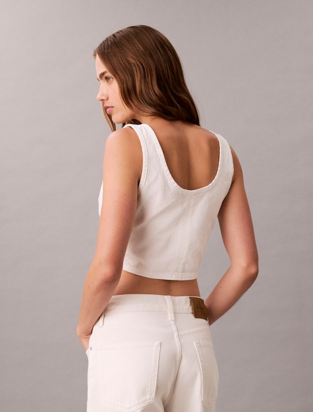 Denim Allover Monogram Cropped Tank Top