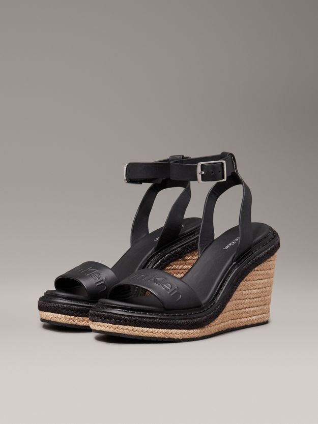 Leather Espadrille Wedge Sandals