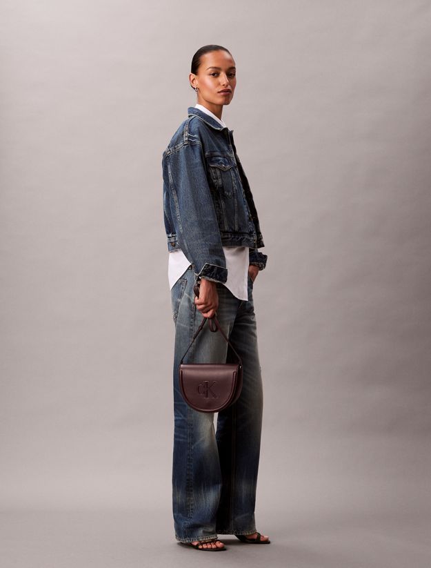 Embossed Monogram Logo Saddle Bag