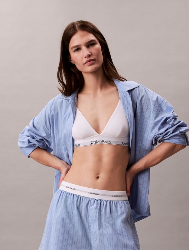 Cotton Poplin Pyjama Button-Down Shirt