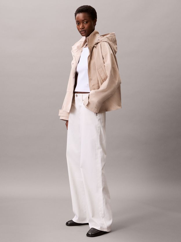 Relaxed Soft Nylon Hooded Jacket