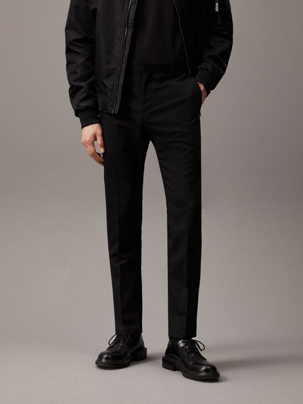 Slim Wool Stretch Suit Trousers