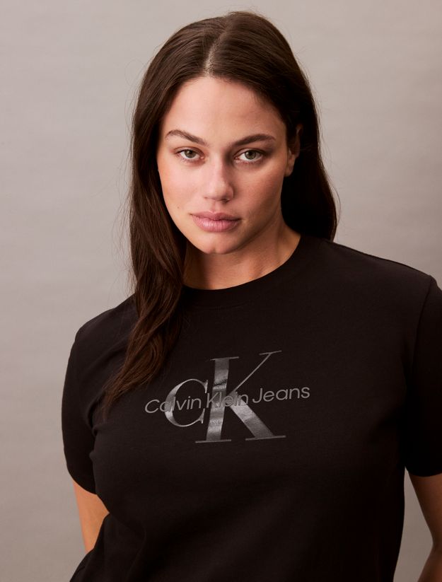 Plus Size Glossy Monogram T-shirt