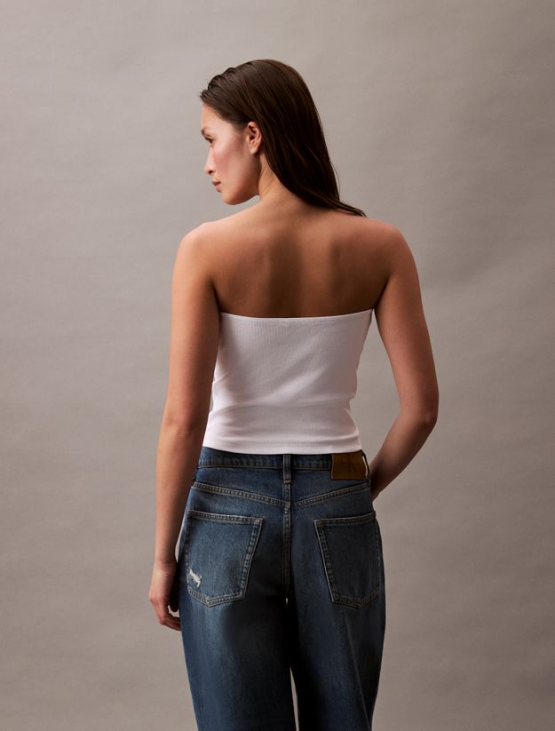 Ribbed Cotton Strapless Top