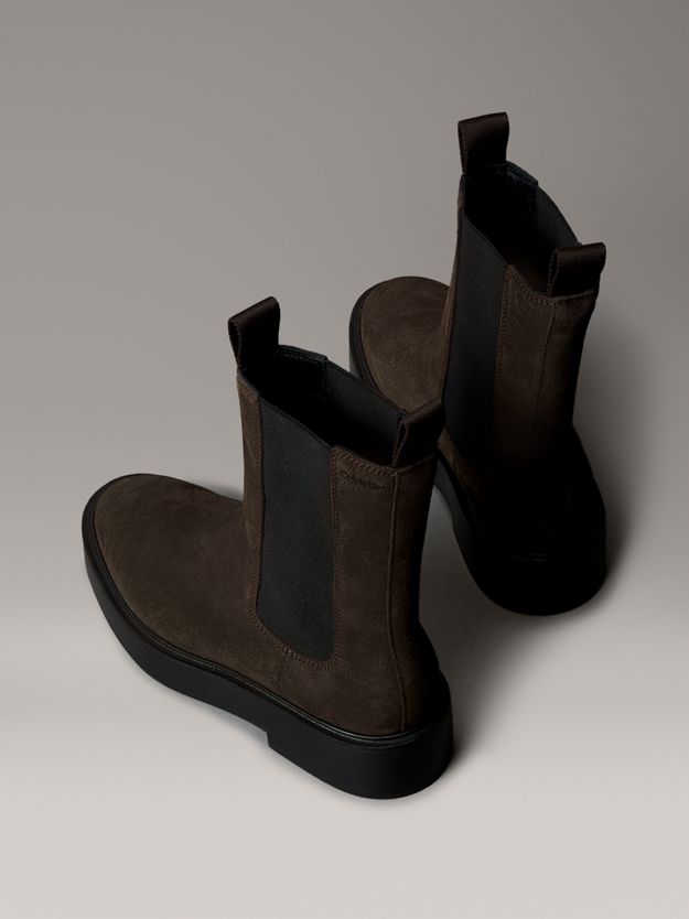Suede Stacked Heel Chelsea Boots