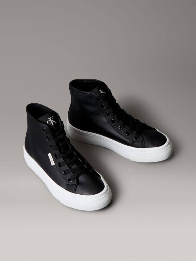 Leather High-Top Platform Trainers