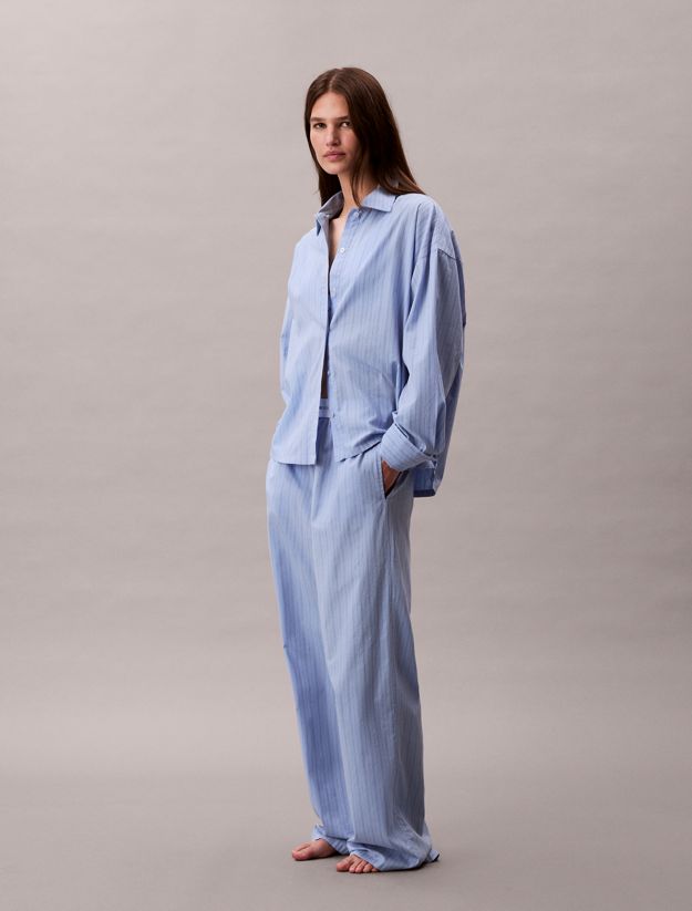Cotton Poplin Pyjama Button-Down Shirt