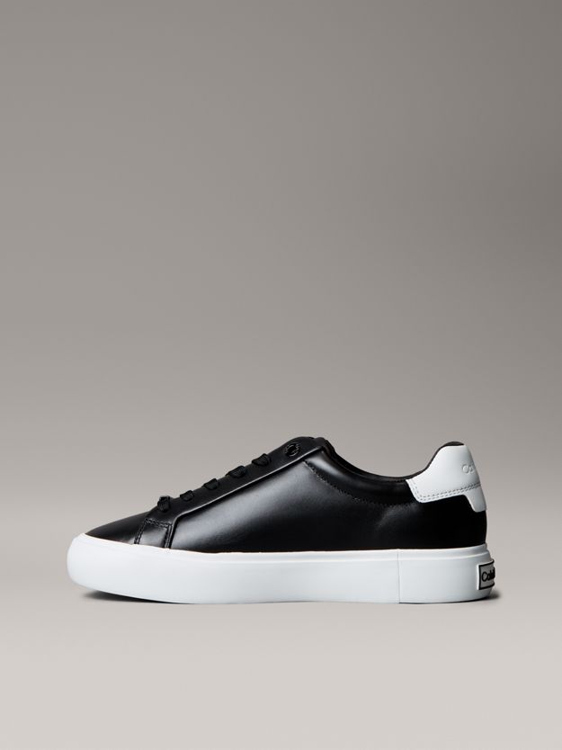 Smooth Leather Embossed Logo Trainers