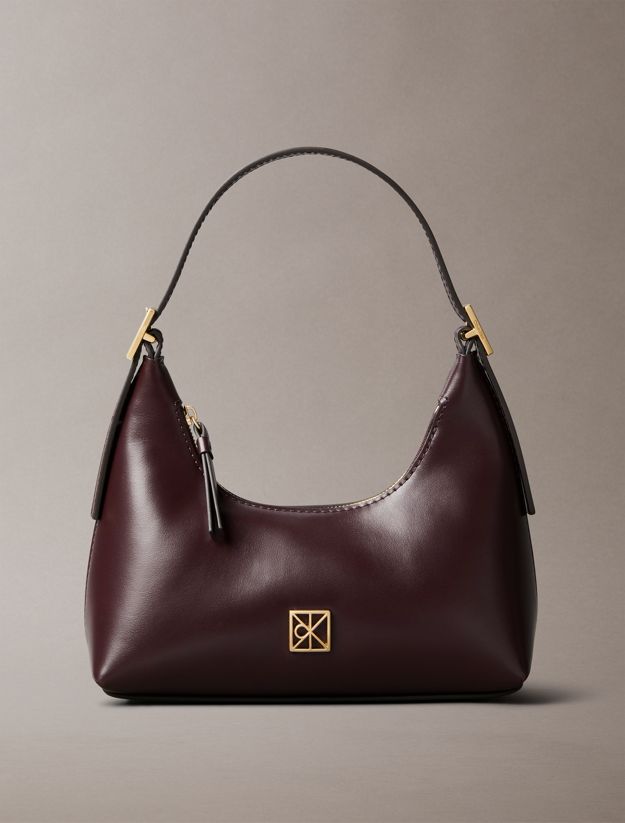 Monogram Logo Emblem Leather Small Shoulder Bag