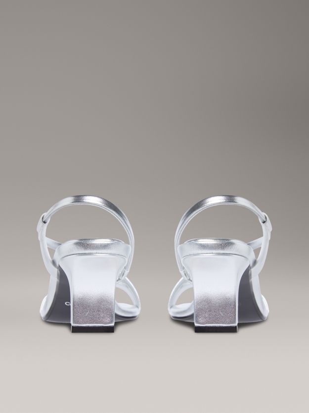 Metallic Leather Heeled Sandals