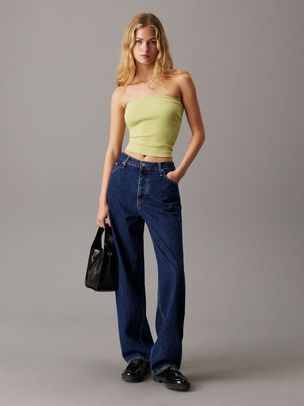 Ribbed Cotton Strapless Top