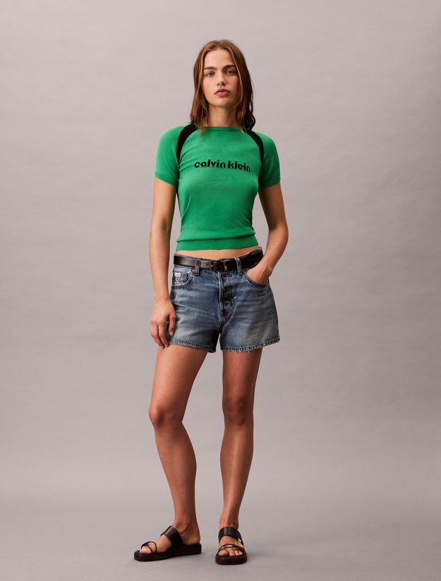 Contrast Logo Graphic Slim T-Shirt