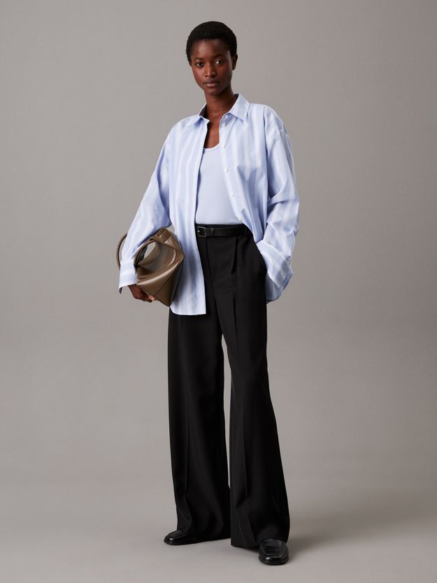 Wide Leg Twill Trousers