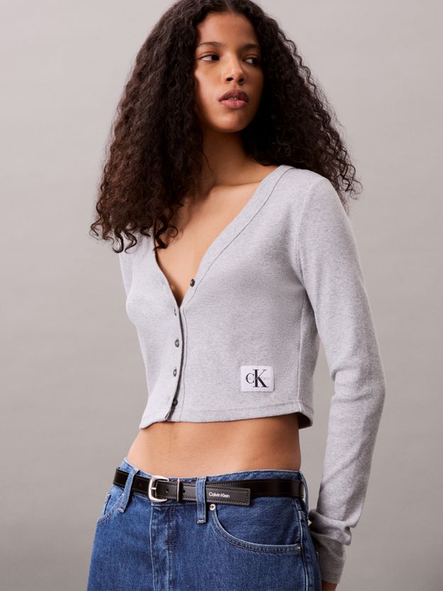 Cropped Ribbed Cotton Cardigan