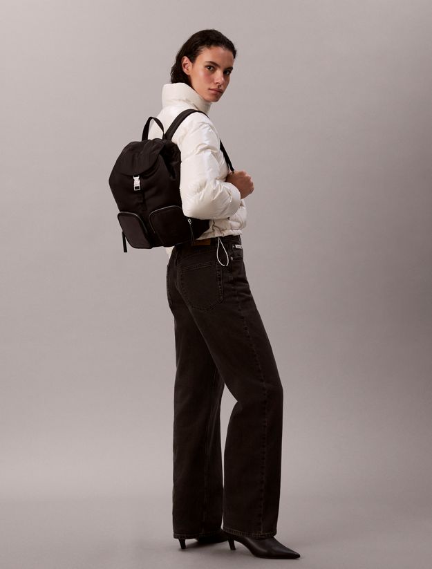 Soft Satin Nylon Flap Backpack