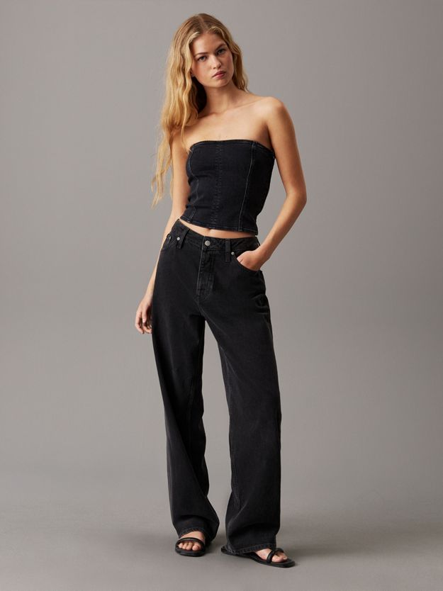 Denim Strapless Bustier Top