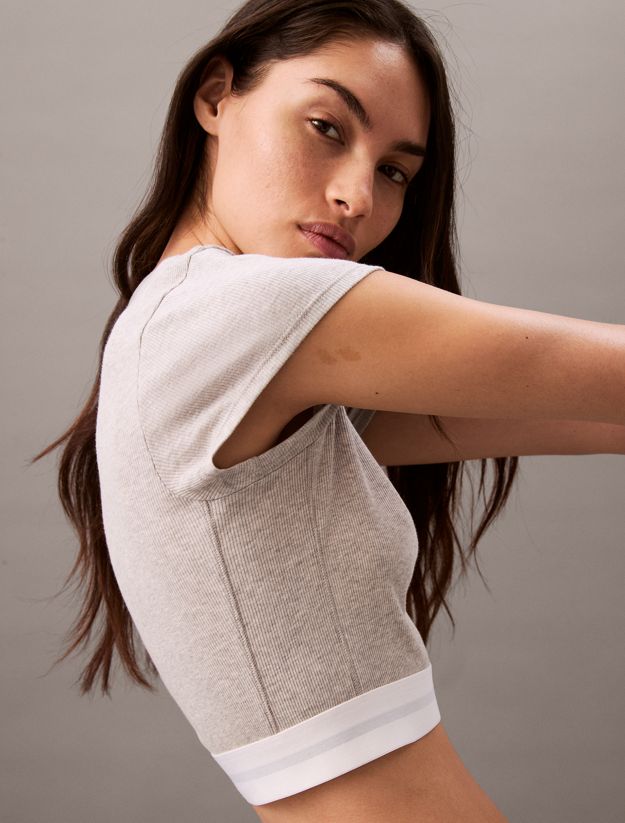 Cropped Lounge T-shirt - Cotton Stretch Rib