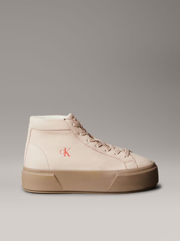 Leather Warm High-Top Platform Trainers