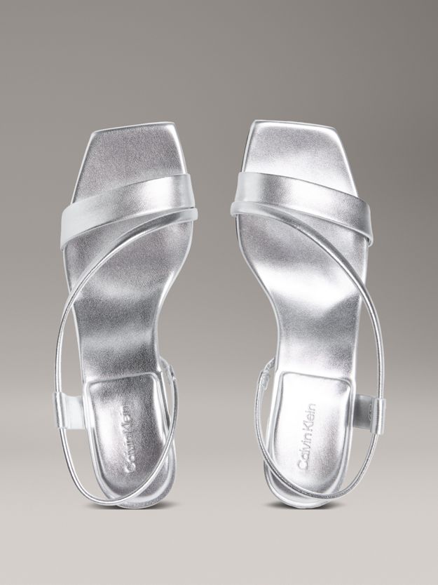 Metallic Leather Heeled Sandals