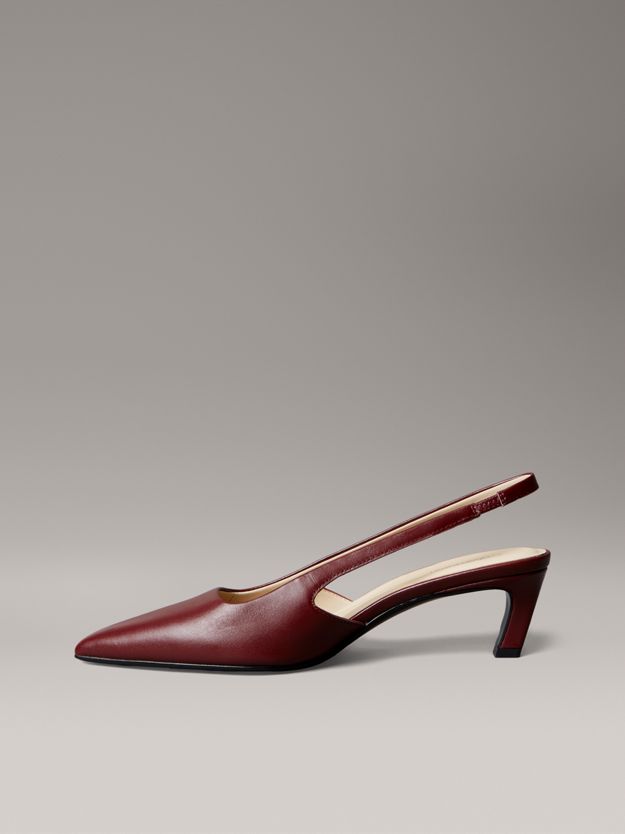 Leather Kitten Slingback Pumps