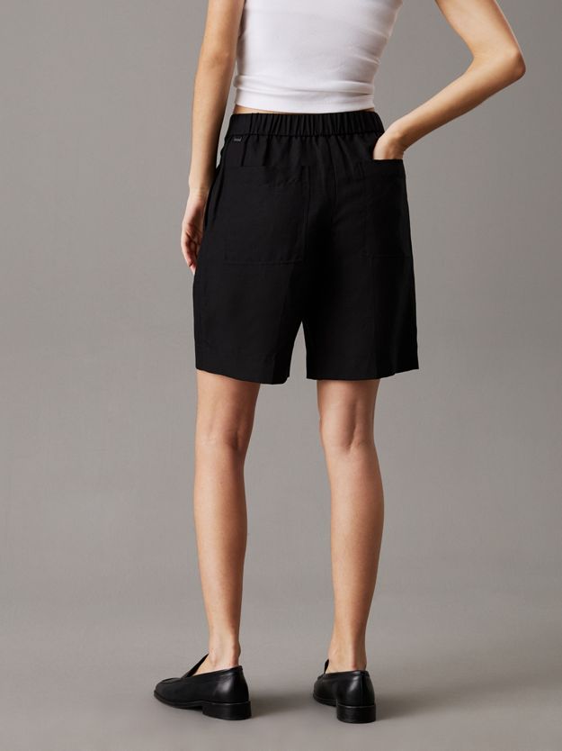 Wide Lyocell Linen Shorts