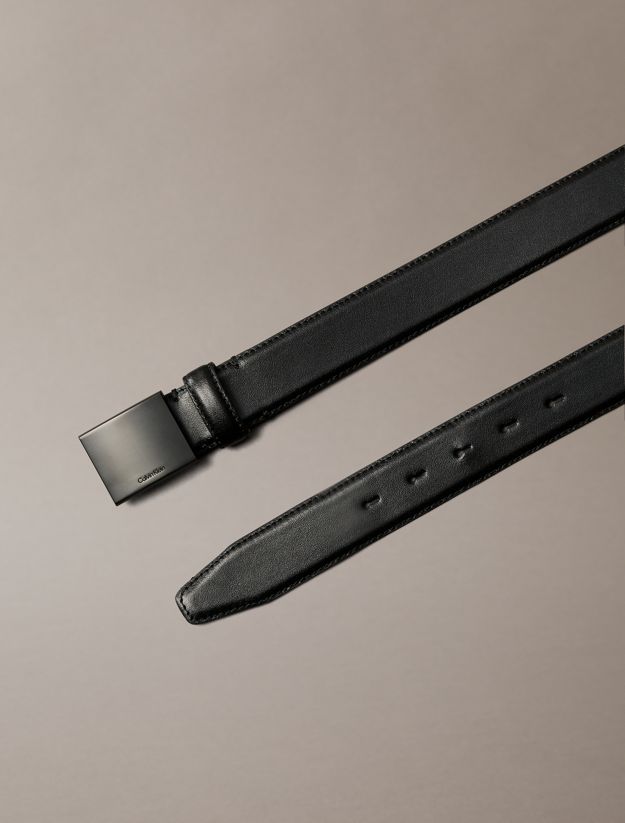 Full Grain Leather Plaque Buckle Belt