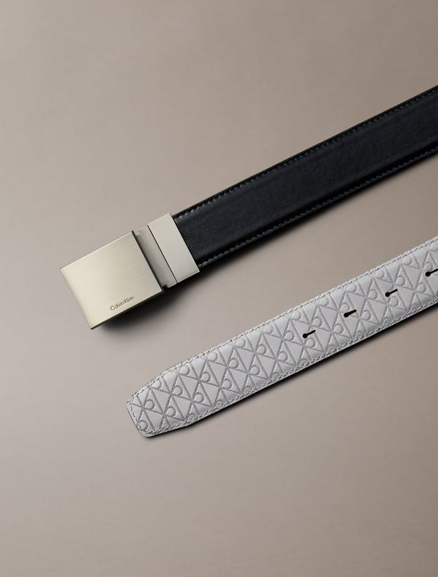 Reversible Leather Plaque Buckle Belt