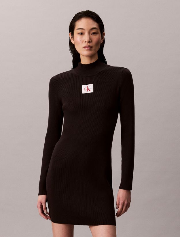 Cotton Knit Roll Neck Dress