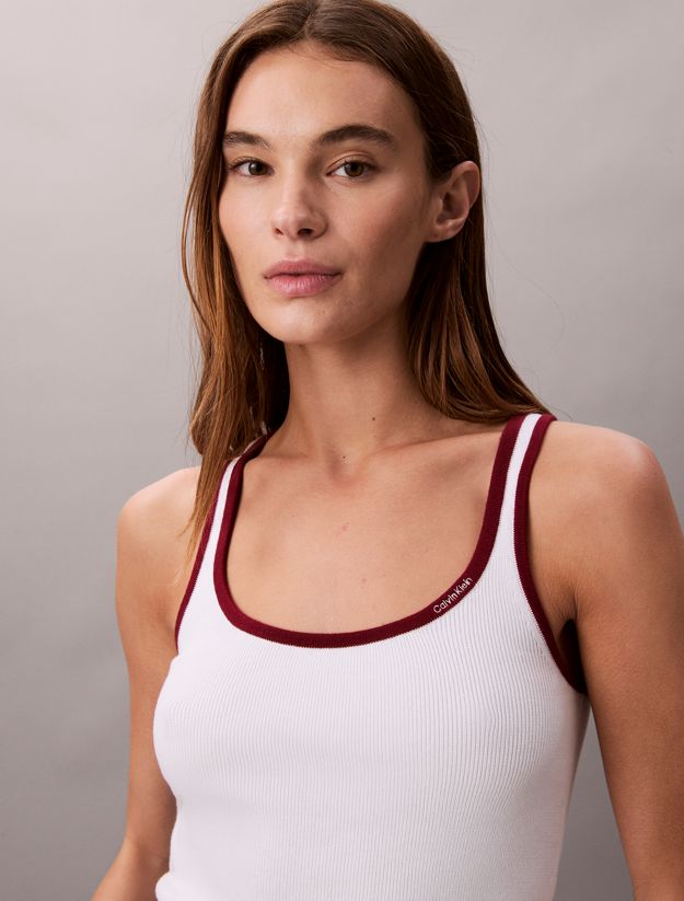 Contrast Trim Ribbed Tank Top