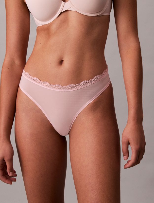 Thong - Microfibre Stretch with Lace