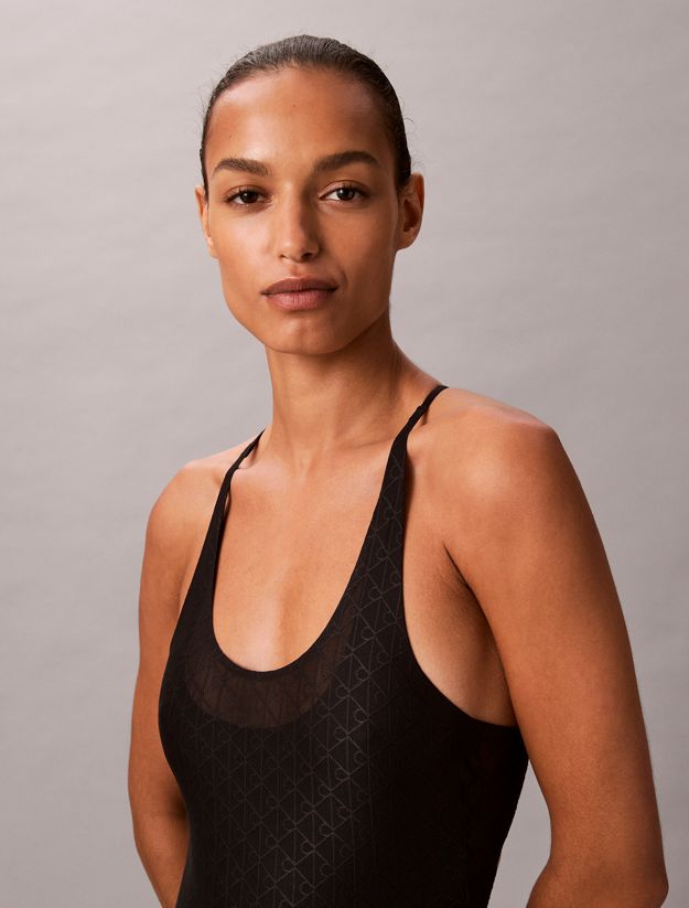 Monogram Logo Mesh Bodysuit