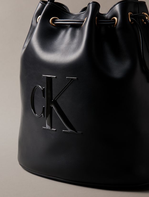 Embossed Monogram Logo Bucket Bag