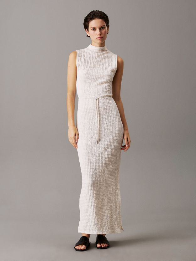 Crinkle Jacquard Ankle Dress
