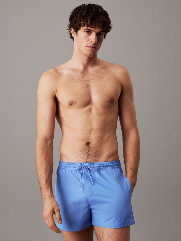 Short Drawstring Swim Shorts - Logo Tape