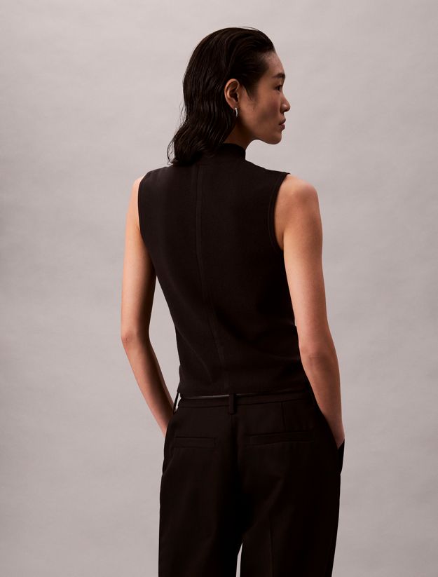 Viscose Blend Mock Neck Gilet