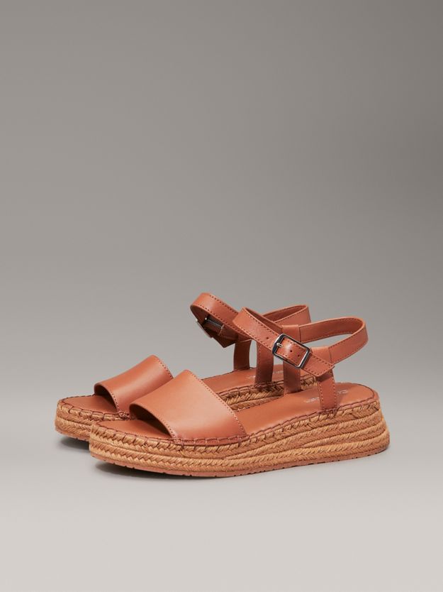 Leather Espadrille Platform Sandals