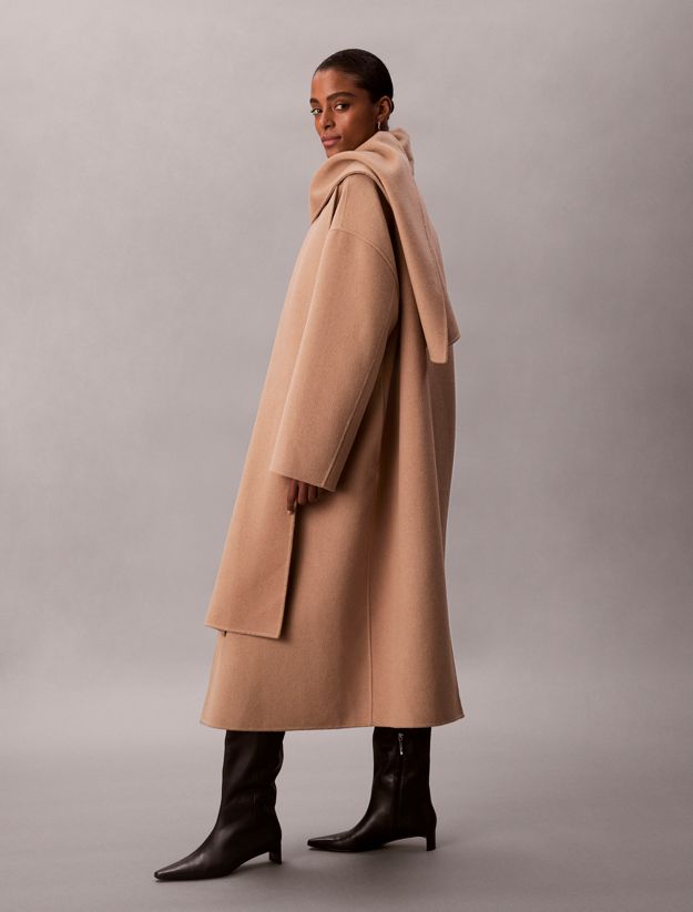 Wool Blend Scarf Coat