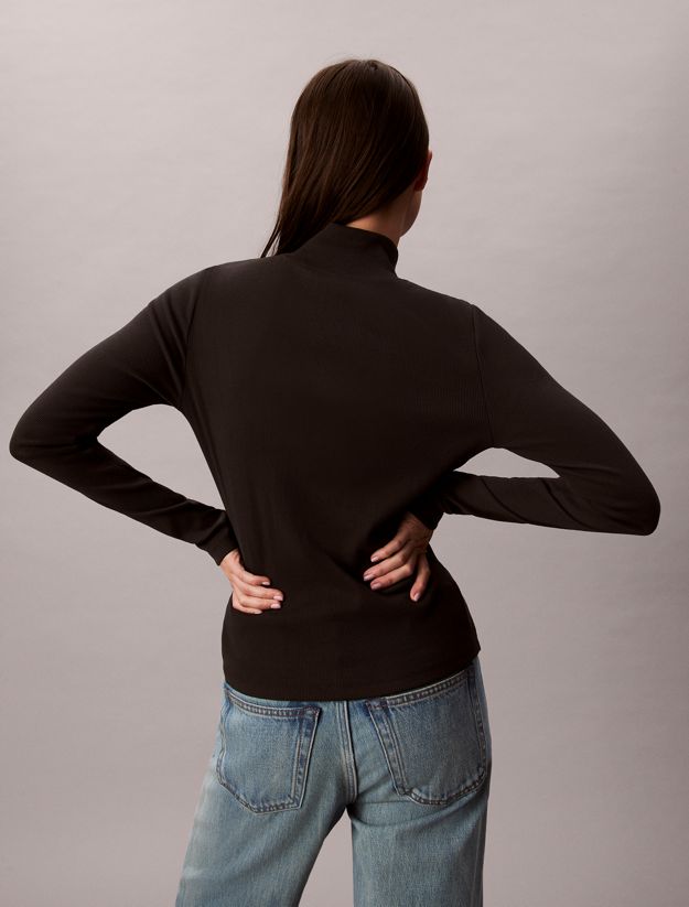 Ribbed Cotton Turtleneck Top