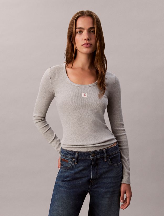 Ribbed Cotton Long Sleeve Top