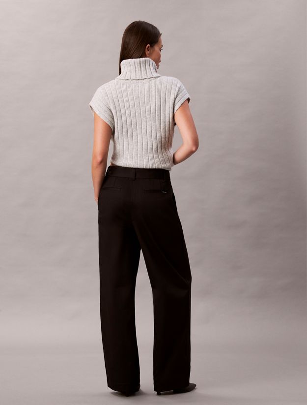 Cotton Twill Belted Trousers