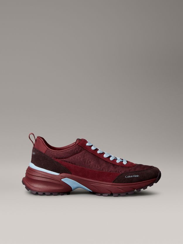 Suede and Emblem Logo Nylon Trainers