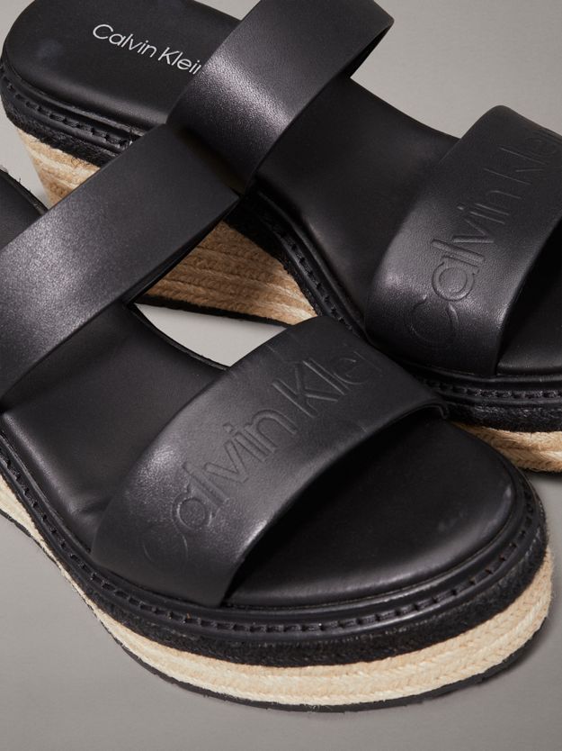 Leather Espadrille Wedge Sandals