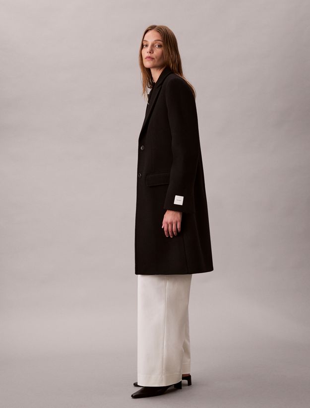 Wool Blend Tailored Coat
